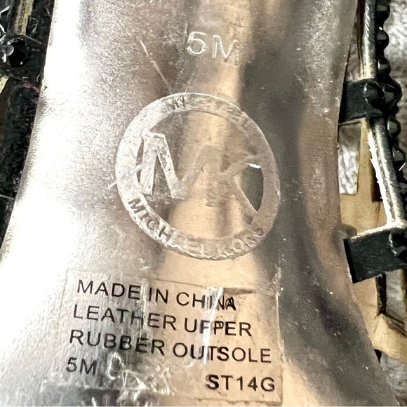 MICHAEL Michael Kors Yvonne rhinestone Caged Open Toe Sandals Black Suede 5 - Picture 10 of 10